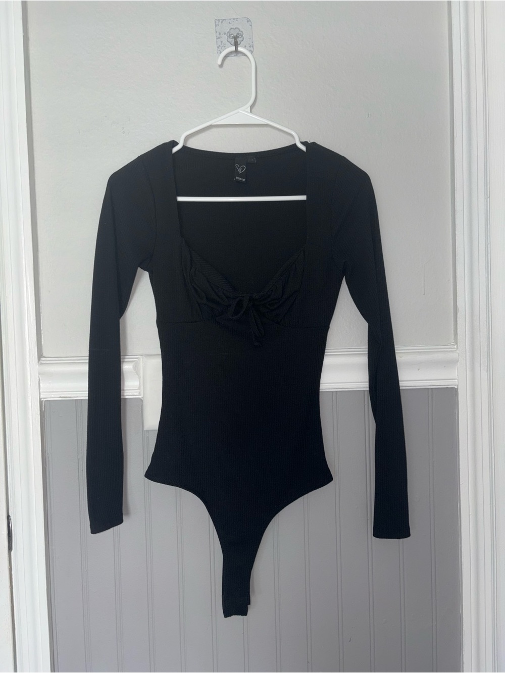 Windsor Black Ribbed Long-Sleeve Bodysuit